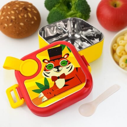 Tangy Kids Stainless Steel Lunch Box Leak-Proof, Durable Compact Tiffin for School Meals