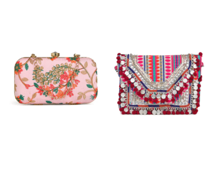Combo Of Boho Bag And Pink & Green Embroidered Box Clutches For Girls and womens